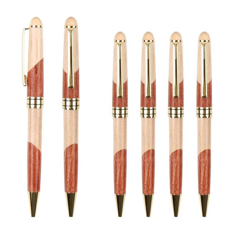 High Quality Luxury Gift Pen Set Customize Engraved Logo Wooden Pen with Wooden Box Eco Friendly Bamboo Ballpoint Pen Recycled