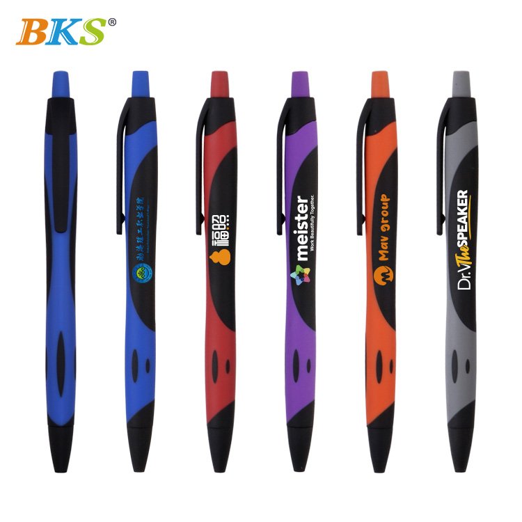 Custom LOGO Black Soft Touch Rubber Cover Ballpoint Pen Set Novelty Sports Promotional Pens with 1.0mm Writing Width for Gifts