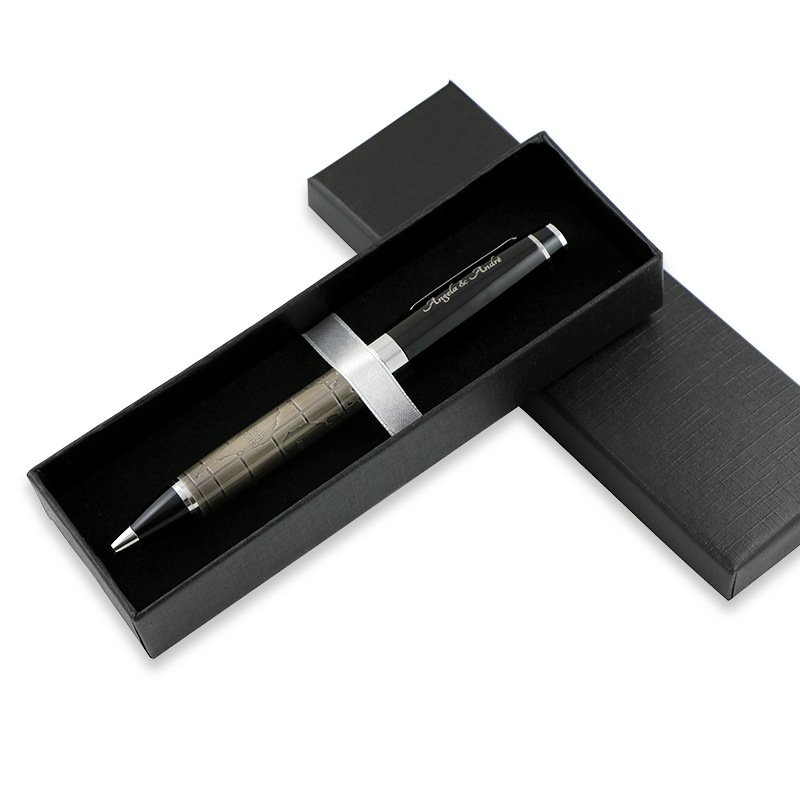 Embossed Bronze world map design high grade high quality heavy ballpoint pen for wedding gift
