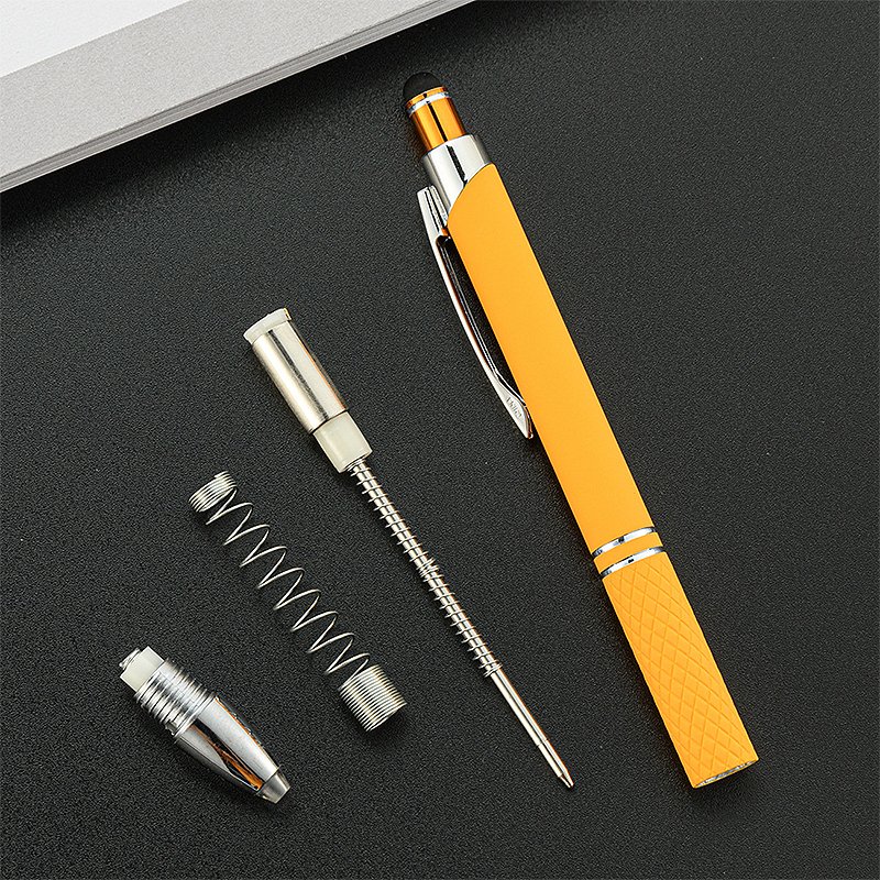 Wholesale 3 in 1 multifunctional touch screen ballpoint pen LED light printable logo metal light pen