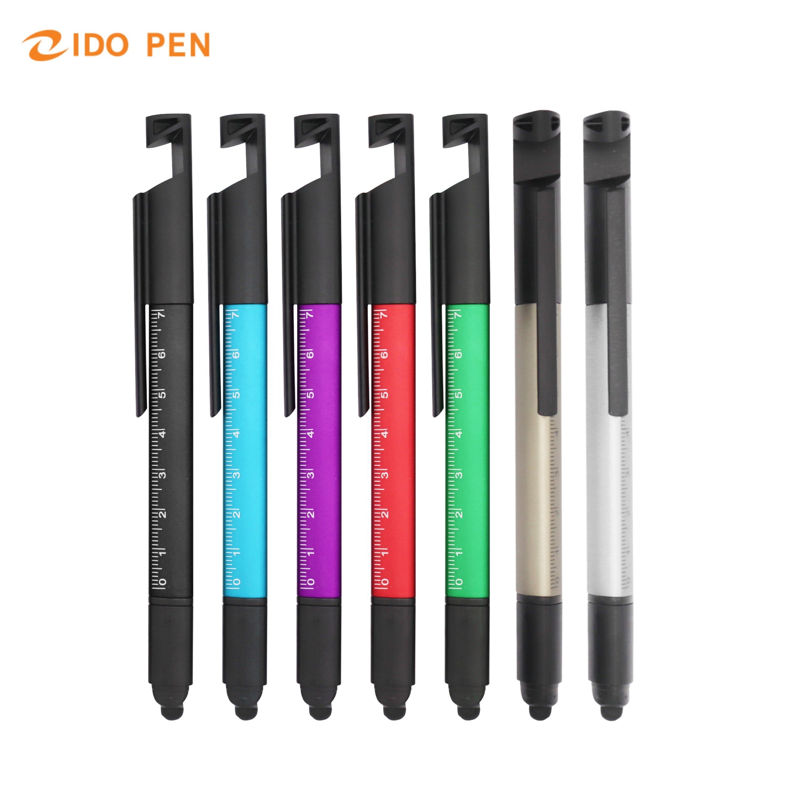 5 in 1 Screwdriver Ruler Tool Ball Pen With Stylus Multiuse Triangular prism pen with phone holder personalized pen