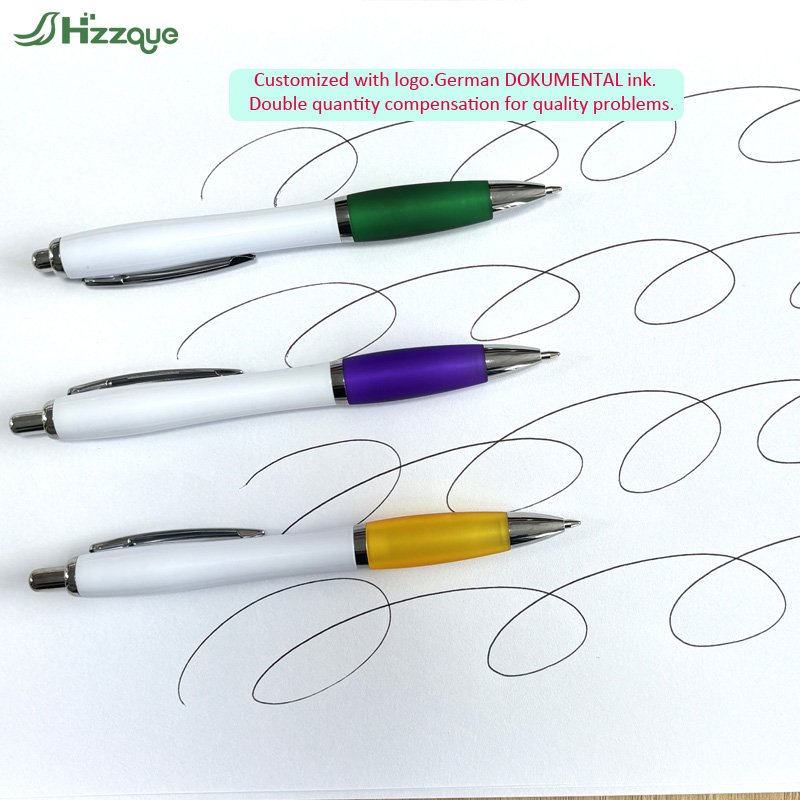 High Quality Multicolor Black Plastic Ballpoint Pen with custom Logo Print 0.5mm & 1.0mm Writing Widths for Advertising