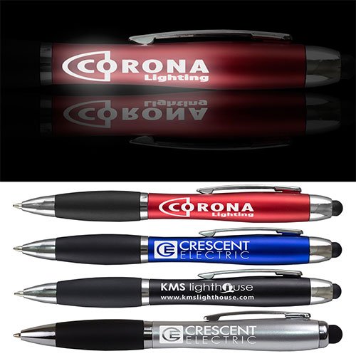 make your promotional logo difference-Customized Led light up logo ballpoint pens-BRITESTAR PREMIUM LIGHTED LOGO PEN