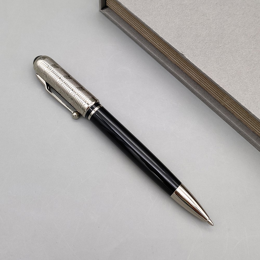 Cancelleria Office Supplies Black silvery Stift Men Ballpoint Pen Gift Set Customized Pen With Logo Luxury Metal Pens for gift