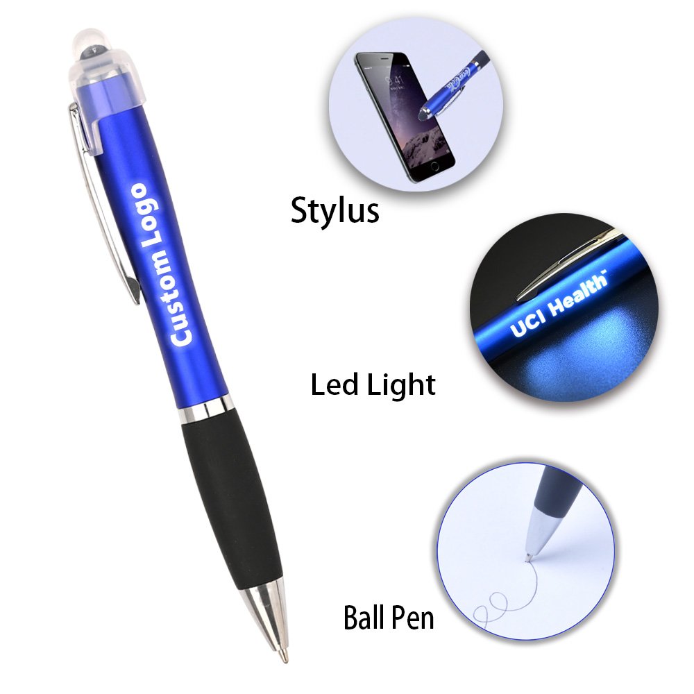 High Quality Promotional Gift LED Light Up Touch Screen Pen Custom Laser Logo Stylus Ballpoint Pen
