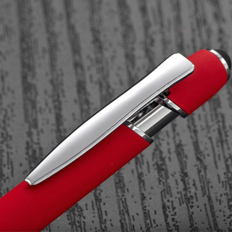Popular Soft Touch Stylus Pen with Rubber Coating Touch Pen Aluminum Promotion Gift Metal Ball Pen