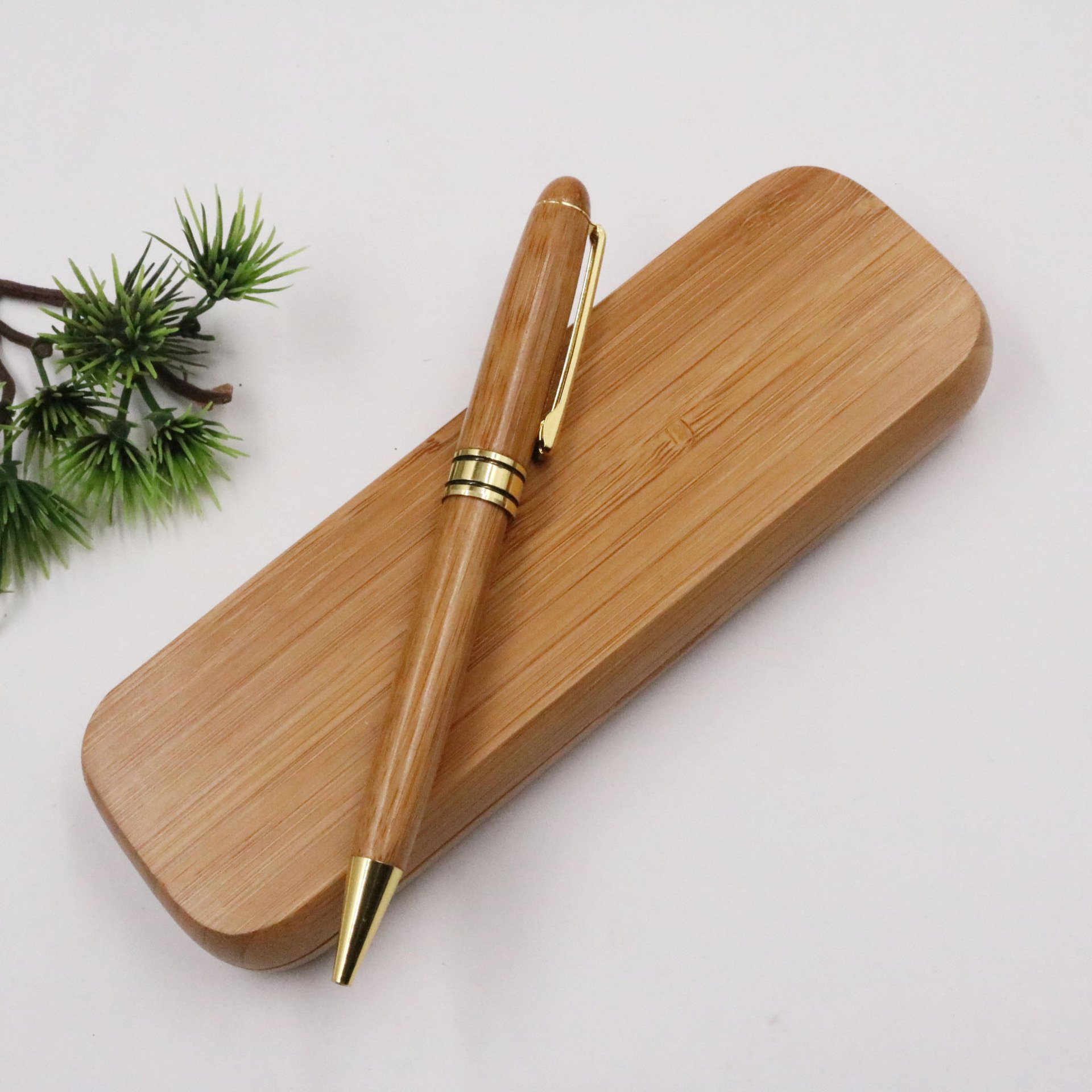 Wholesale Custom LOGO Natural Bamboo Pen Set Wood Ballpoint with Box for Promotional Gift