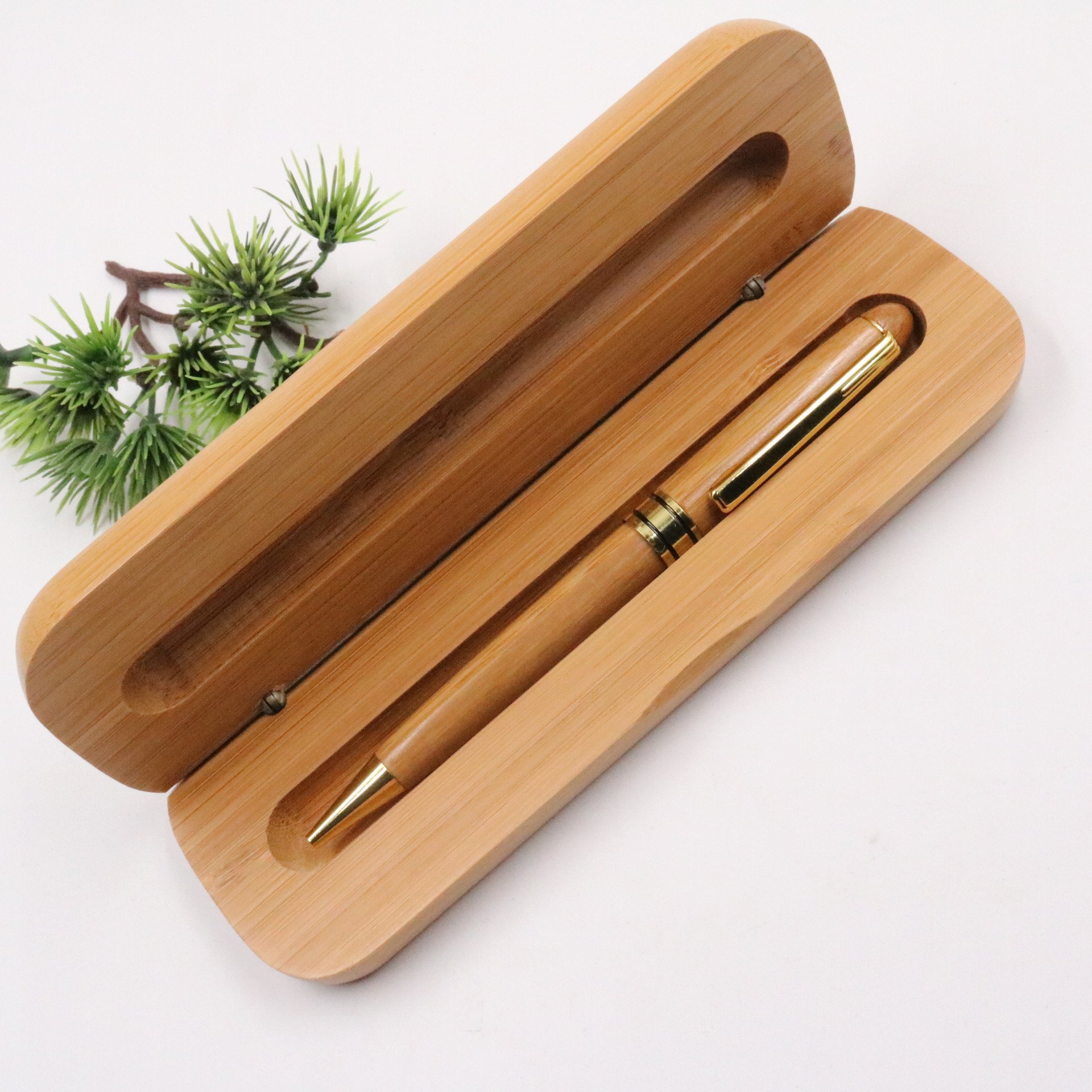 Wholesale Custom LOGO Natural Bamboo Pen Set Wood Ballpoint with Box for Promotional Gift