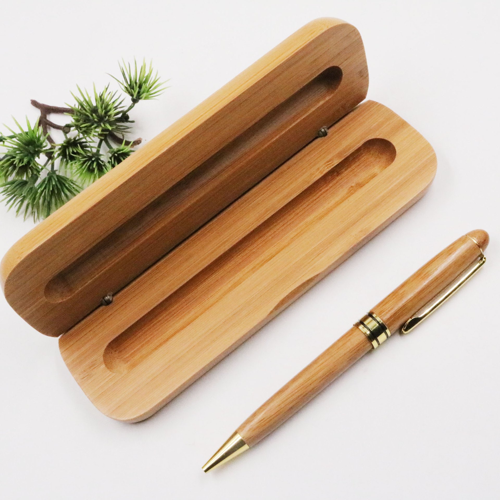 Wholesale Custom LOGO Natural Bamboo Pen Set Wood Ballpoint with Box for Promotional Gift