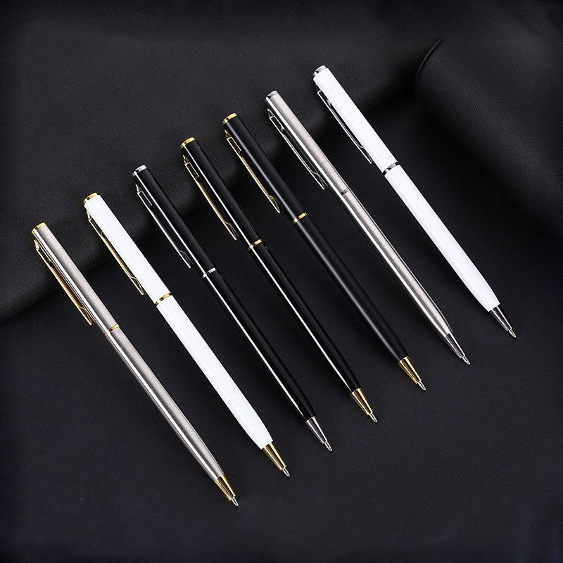New Hot Sale Business Metal Pen Slim Quality Giveaway Gifts Office Advertising Ballpoint Pen Logo Accepted Boligrafo