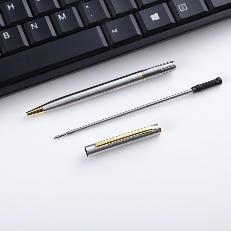 New Hot Sale Business Metal Pen Slim Quality Giveaway Gifts Office Advertising Ballpoint Pen Logo Accepted Boligrafo