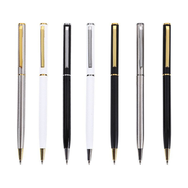 New Hot Sale Business Metal Pen Slim Quality Giveaway Gifts Office Advertising Ballpoint Pen Logo Accepted Boligrafo