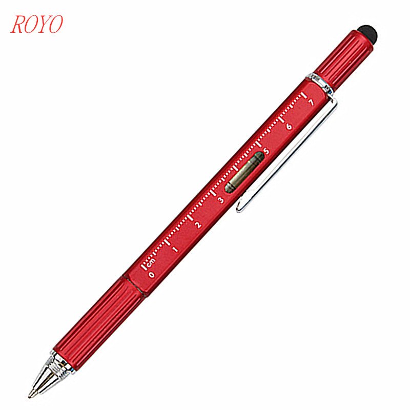 Promotional 5 In 1 Multifunction Tool Pen Screwdriver Level Touch Stylus Screen Pen Ballpoint Metal Pen With Custom Logo