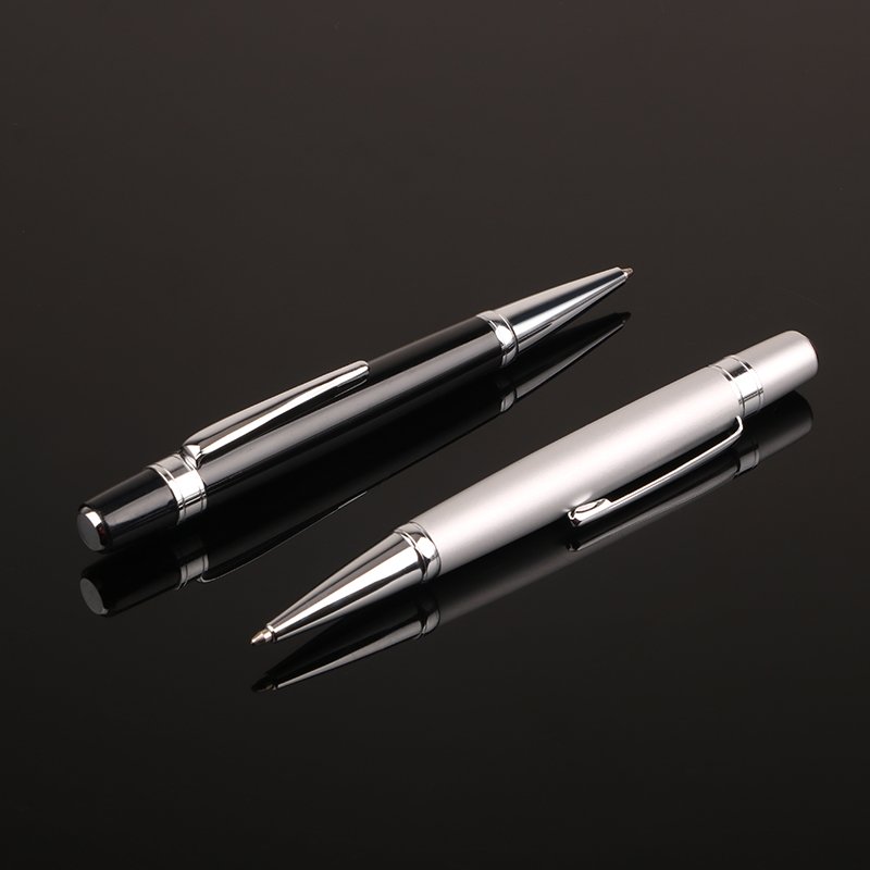 Stationary Supplies Short Ballpoint Pen Cute Custom Logo Black Silver Metal Ball Pen for Kids