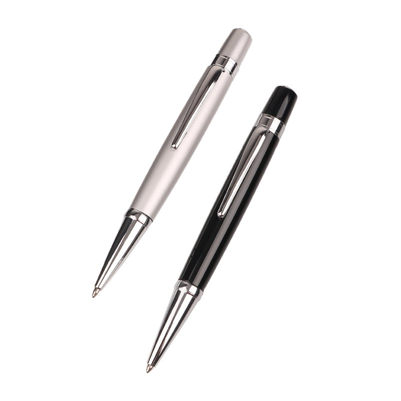 Stationary Supplies Short Ballpoint Pen Cute Custom Logo Black Silver Metal Ball Pen for Kids