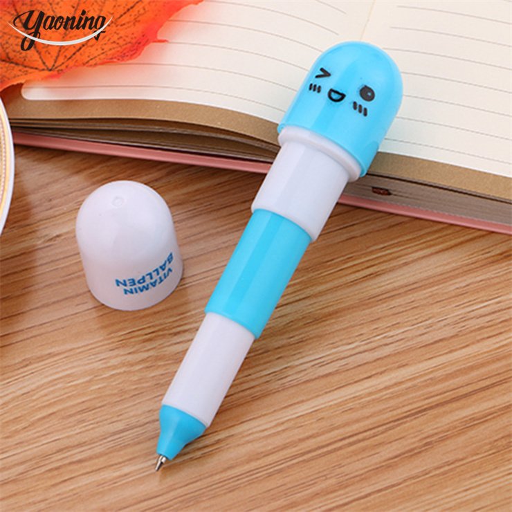 advertising gift new stationery office school supplies promotional Cute 3D pill shaped Blue ink plasticTelescoping ballpoint pen