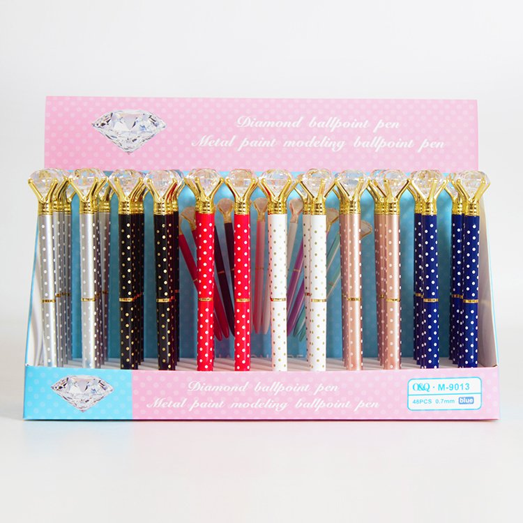 Wholesale 0.7mm diamond ballpoint pen Color printing pens for School office Smooth writing ballpoint pen for children gift.