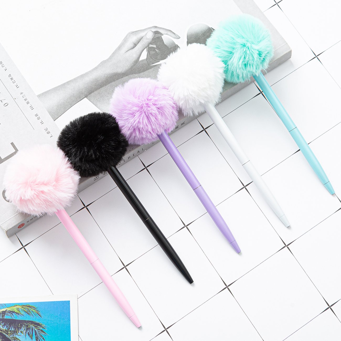 Kawai Custom Logo Fluffy Fancy Stationery 1.0mm Metal Writing for Gift Use