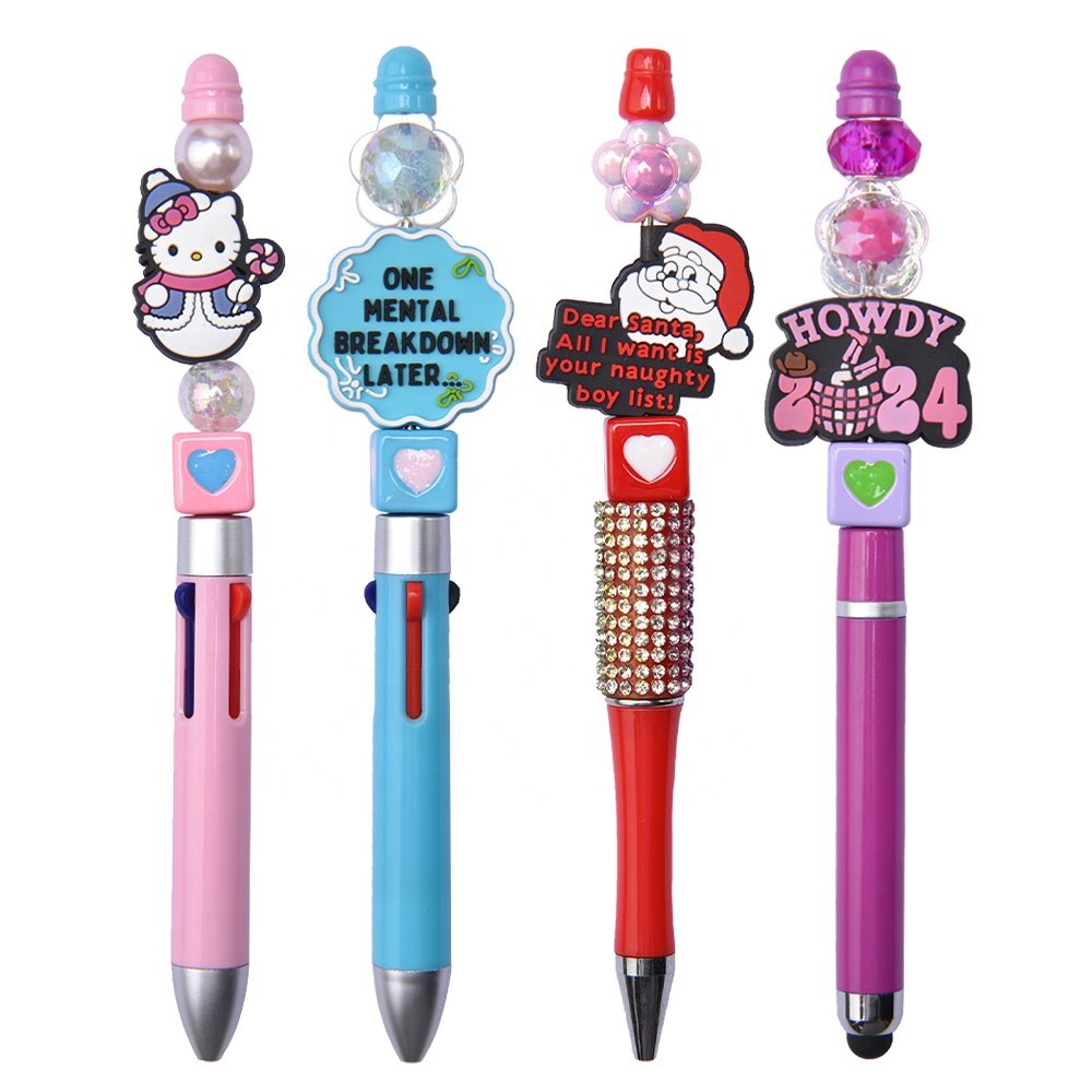 cartoon silicone Bead Pens Decorative mermaid bead Pens Gift diy Charms Ballpoint Pens