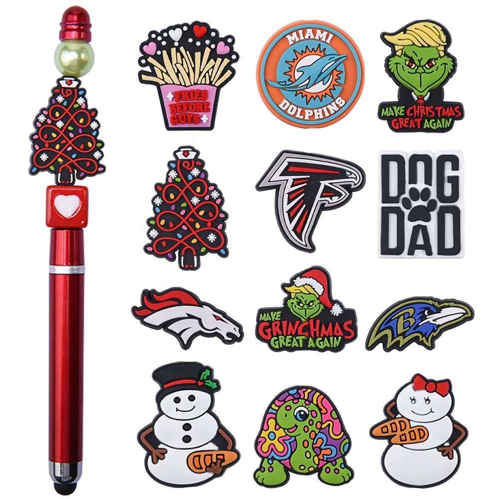 cartoon silicone Bead Pens Decorative mermaid bead Pens Gift diy Charms Ballpoint Pens