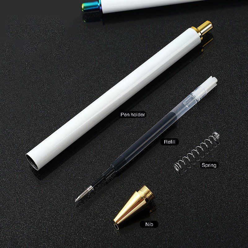 2024 Luxury Blank White Sublimation Bullet Oil Gel Ink Pen DIY Sliver Metal Stainless Steel Retractable Gel Pen with Custom LOGO