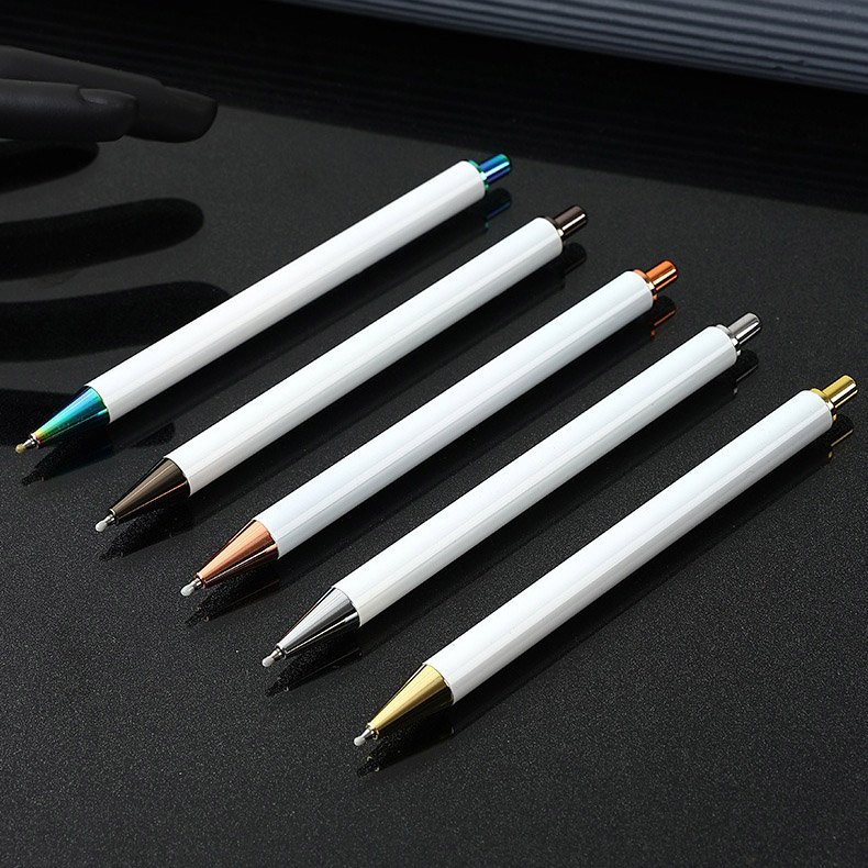 2024 Luxury Blank White Sublimation Bullet Oil Gel Ink Pen DIY Sliver Metal Stainless Steel Retractable Gel Pen with Custom LOGO