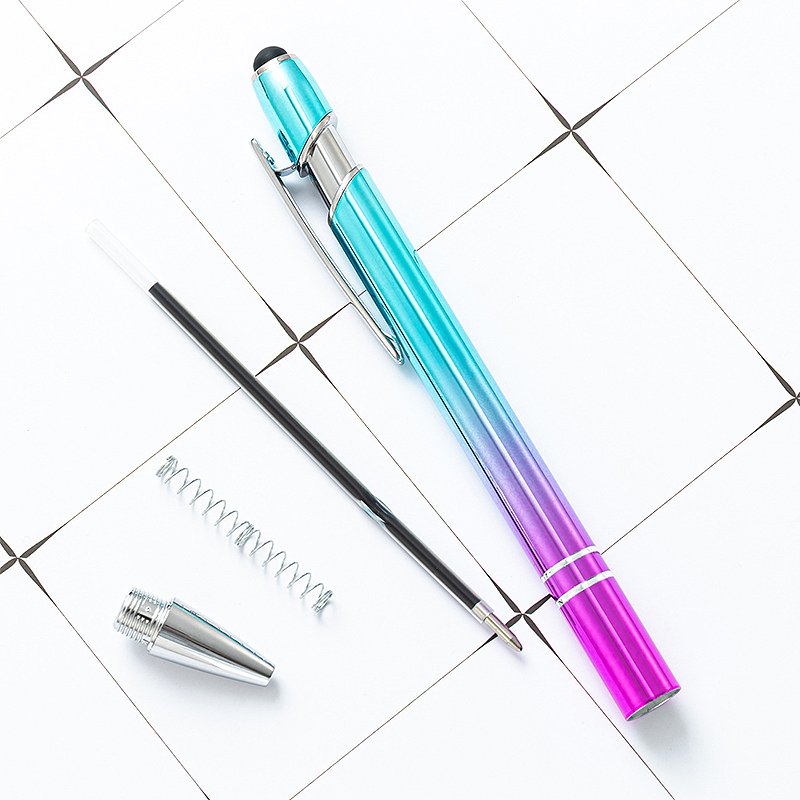 High Quality Rose Gold 2-in-1 Stylus Ballpoint Pen Multifunction Touch Novelty Metal Body Office Supplies LOGO Promotional Gift