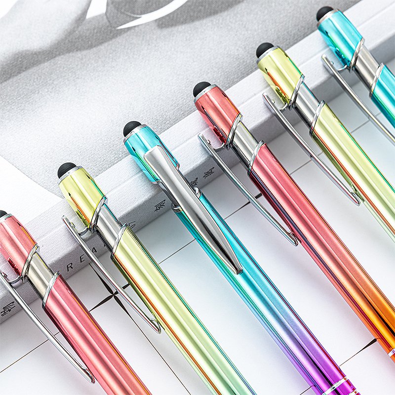 High Quality Rose Gold 2-in-1 Stylus Ballpoint Pen Multifunction Touch Novelty Metal Body Office Supplies LOGO Promotional Gift