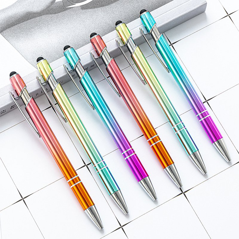 High Quality Rose Gold 2-in-1 Stylus Ballpoint Pen Multifunction Touch Novelty Metal Body Office Supplies LOGO Promotional Gift