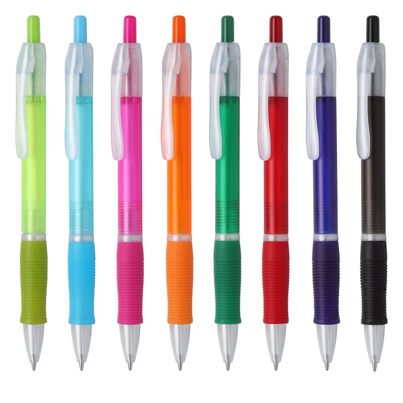 Click Action Plastic Custom Pens Logo Printed Promotional Ballpoint Pen With Grip Cheap Wholesale Ball Pen