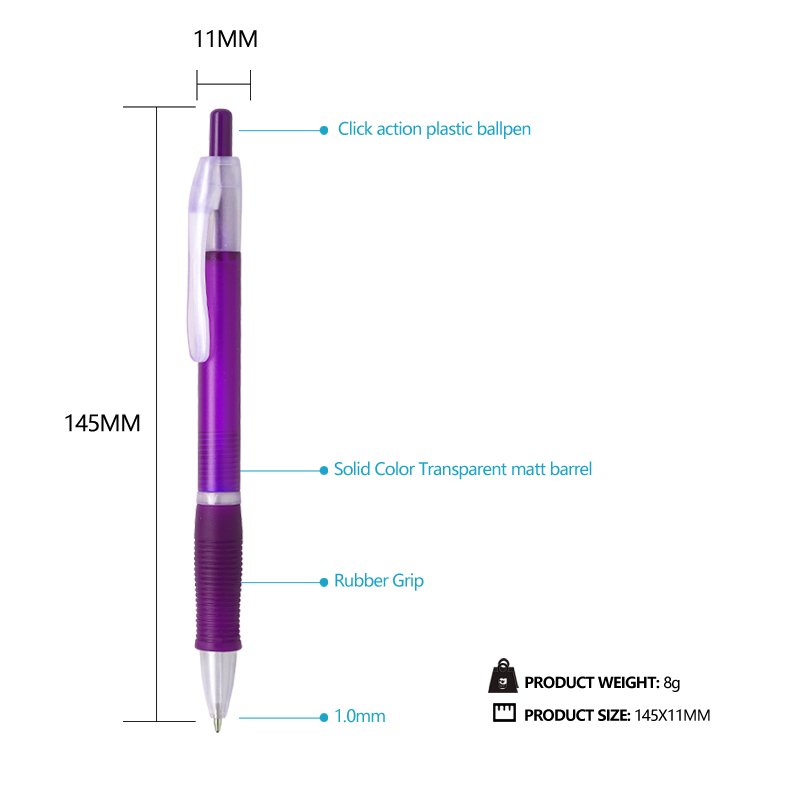 Click Action Plastic Custom Pens Logo Printed Promotional Ballpoint Pen With Grip Cheap Wholesale Ball Pen