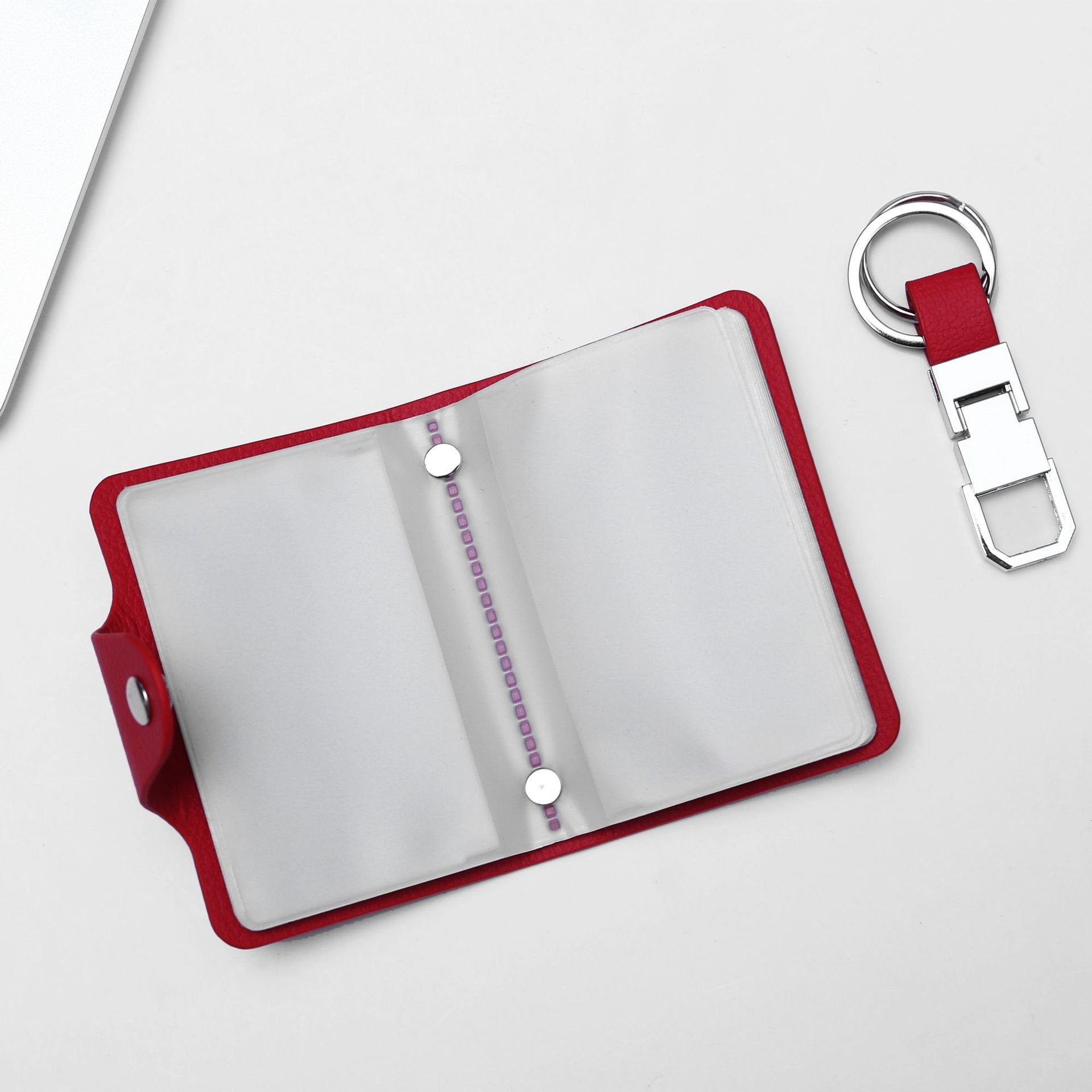 Business Card Holder Bag and Promotional Thick Ballpoint Pen Gift Set and Leather Keychain Notebook 4 pcs Set