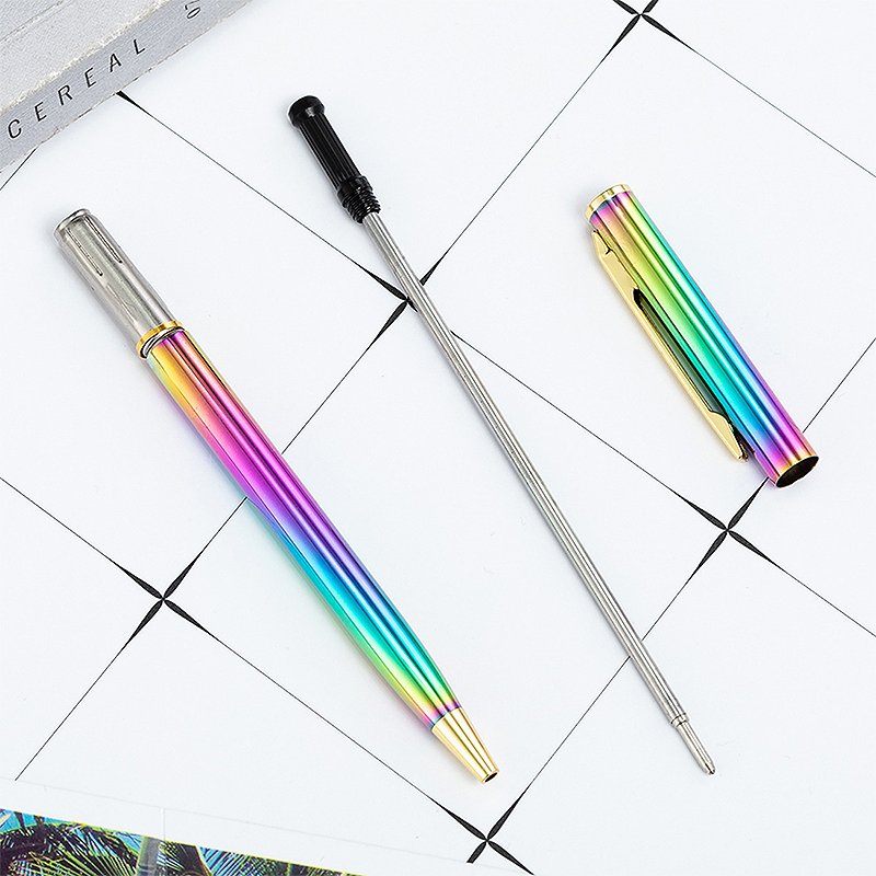 Wholesale New Custom Logo Stylus Rainbow Ball Point Gel Pens With Advertising Luxury High Quality Aluminum Metal Ballpoint Pens