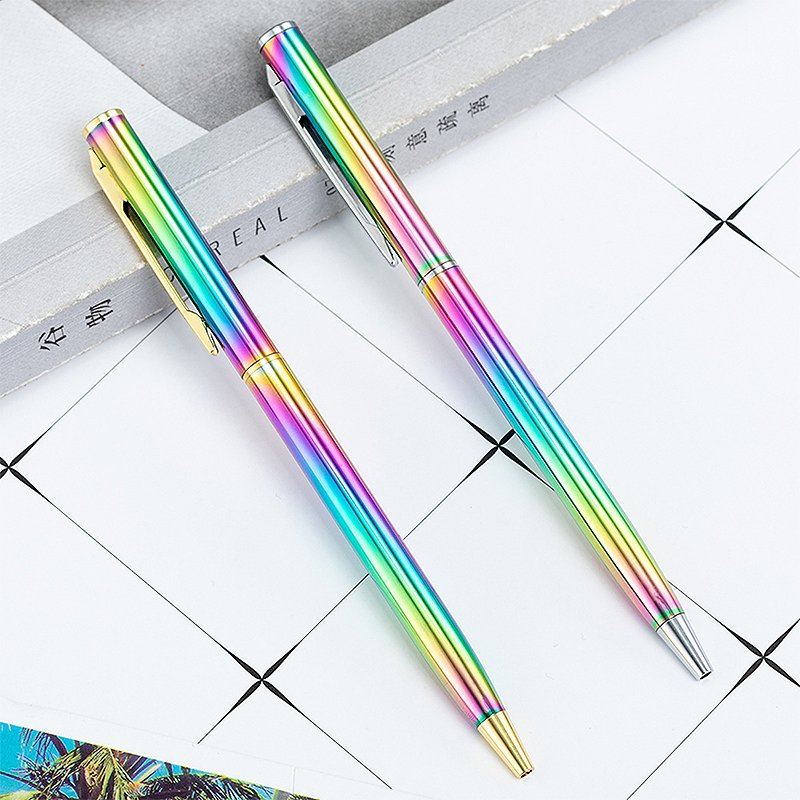 Wholesale New Custom Logo Stylus Rainbow Ball Point Gel Pens With Advertising Luxury High Quality Aluminum Metal Ballpoint Pens