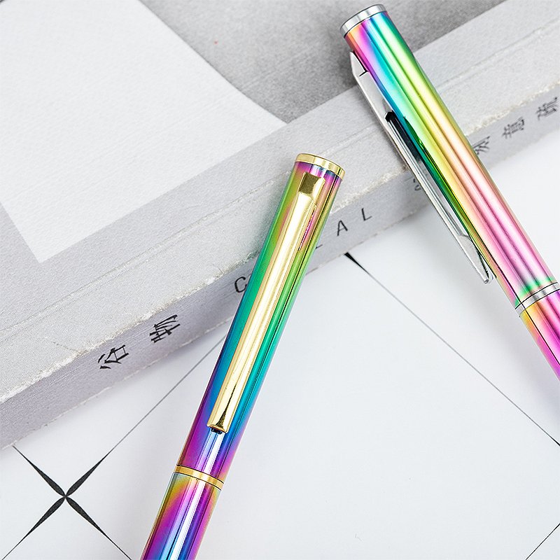 Wholesale New Custom Logo Stylus Rainbow Ball Point Gel Pens With Advertising Luxury High Quality Aluminum Metal Ballpoint Pens