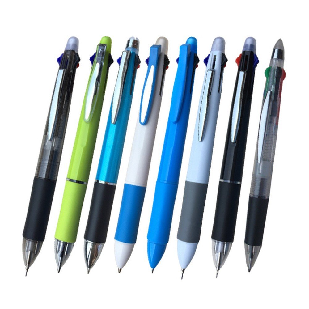 Plastic Multicolor 5 core in 1 Ballpoint Pen Japanese Korean Multifunctional 4 Color Ball Pen with Mechanical Pencil