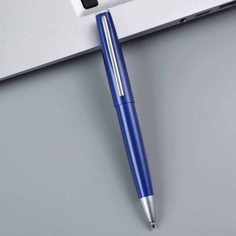 2024 New Luxury Business Gift Office All Matte Black Pen High Quality Twist Blue Metal Ball Point Pen With Custom Personal Logo