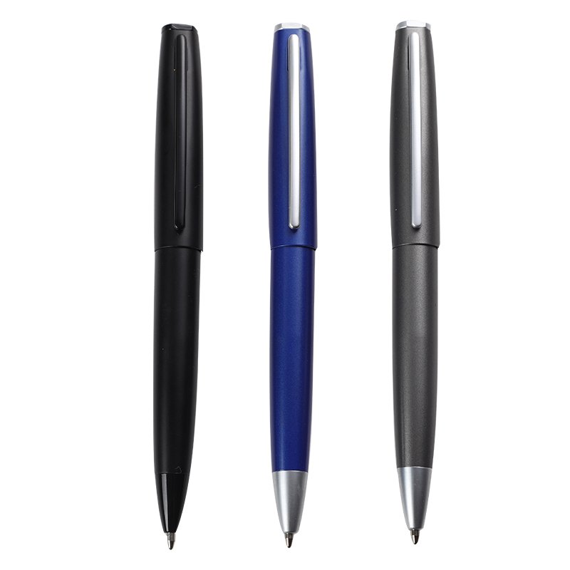 2024 New Luxury Business Gift Office All Matte Black Pen High Quality Twist Blue Metal Ball Point Pen With Custom Personal Logo