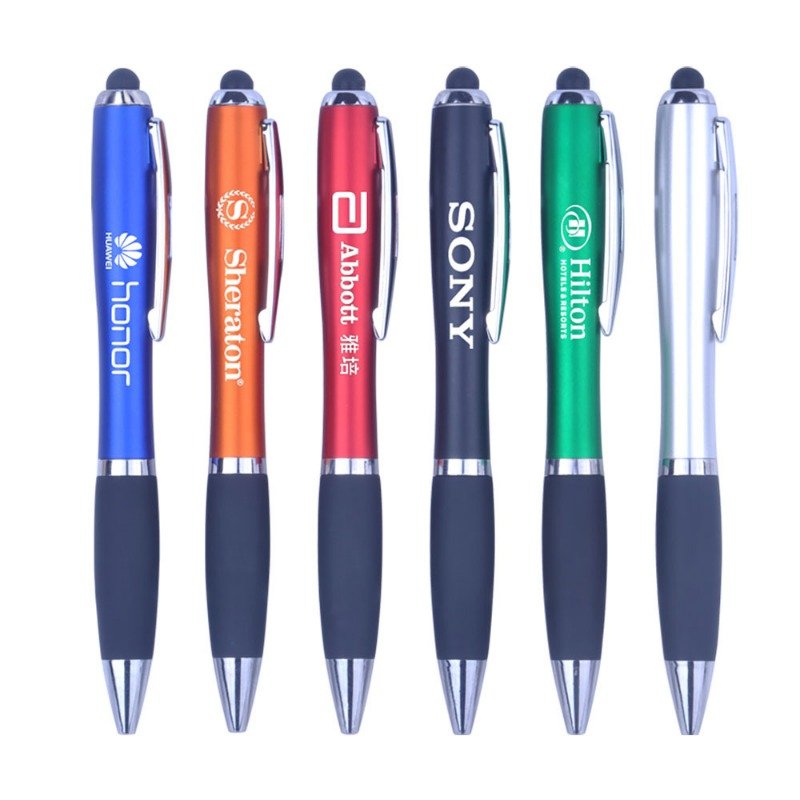 Creative LED touch screen ballpoint pen, school stationery supplies, customized logo, plastic rotating laser luminous pen