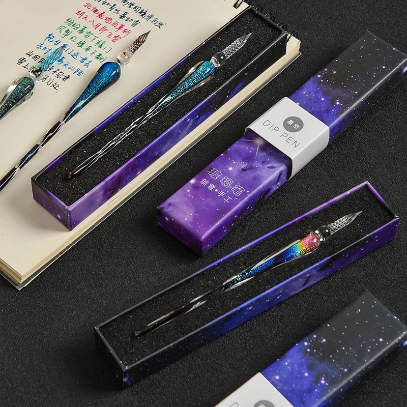 Creative Gift student gift box gold powder color glass pen dipping pen