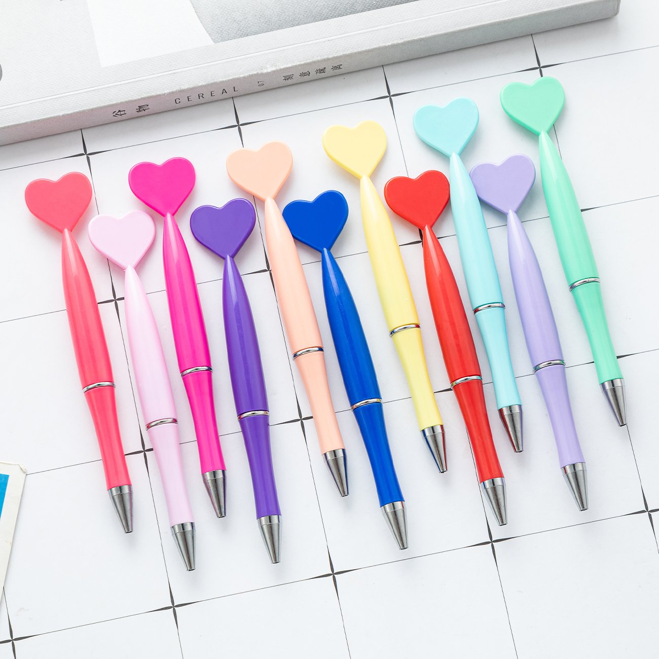 Wedding Plastic Funny Gift Heart Shape Ballpoint Pens Printing Custom Logo Top Love Heart Star Plastic Pen