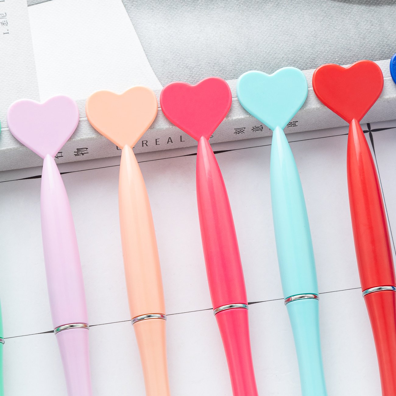 Wedding Plastic Funny Gift Heart Shape Ballpoint Pens Printing Custom Logo Top Love Heart Star Plastic Pen