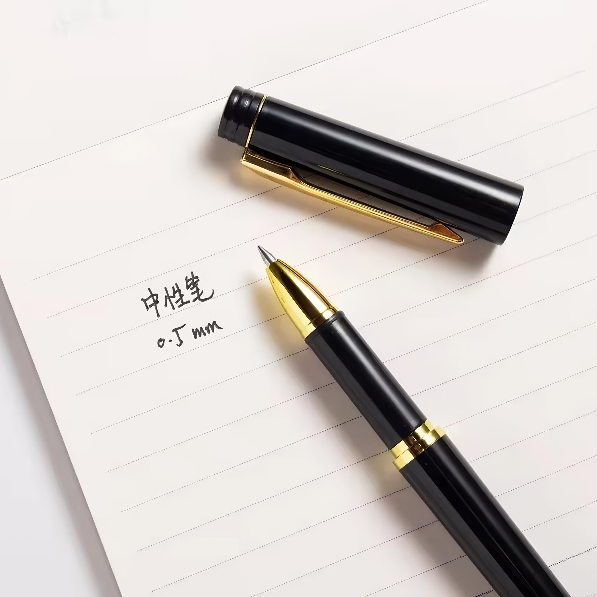 Hot Sale Luxury Custom Logo Gel Pen with 0.5mm Black Ink and White Popular Plastic Office Christmas Gift with Metal Texture