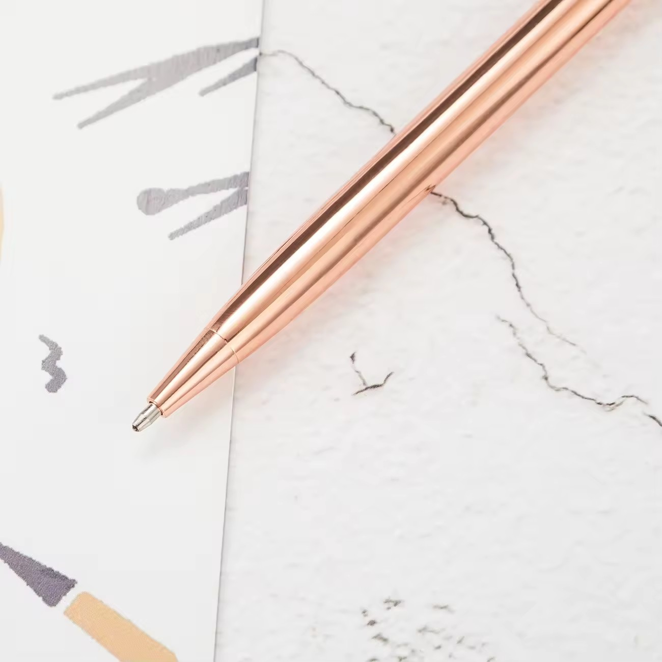 New Arrival Stationery Customized Logo Gift Pen Silver Rose Gold Color Gold Ballpoint Pen Metal Ballpoint Pen With Logo