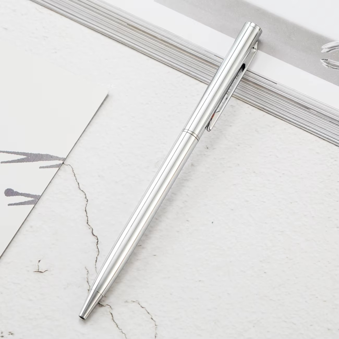 New Arrival Stationery Customized Logo Gift Pen Silver Rose Gold Color Gold Ballpoint Pen Metal Ballpoint Pen With Logo