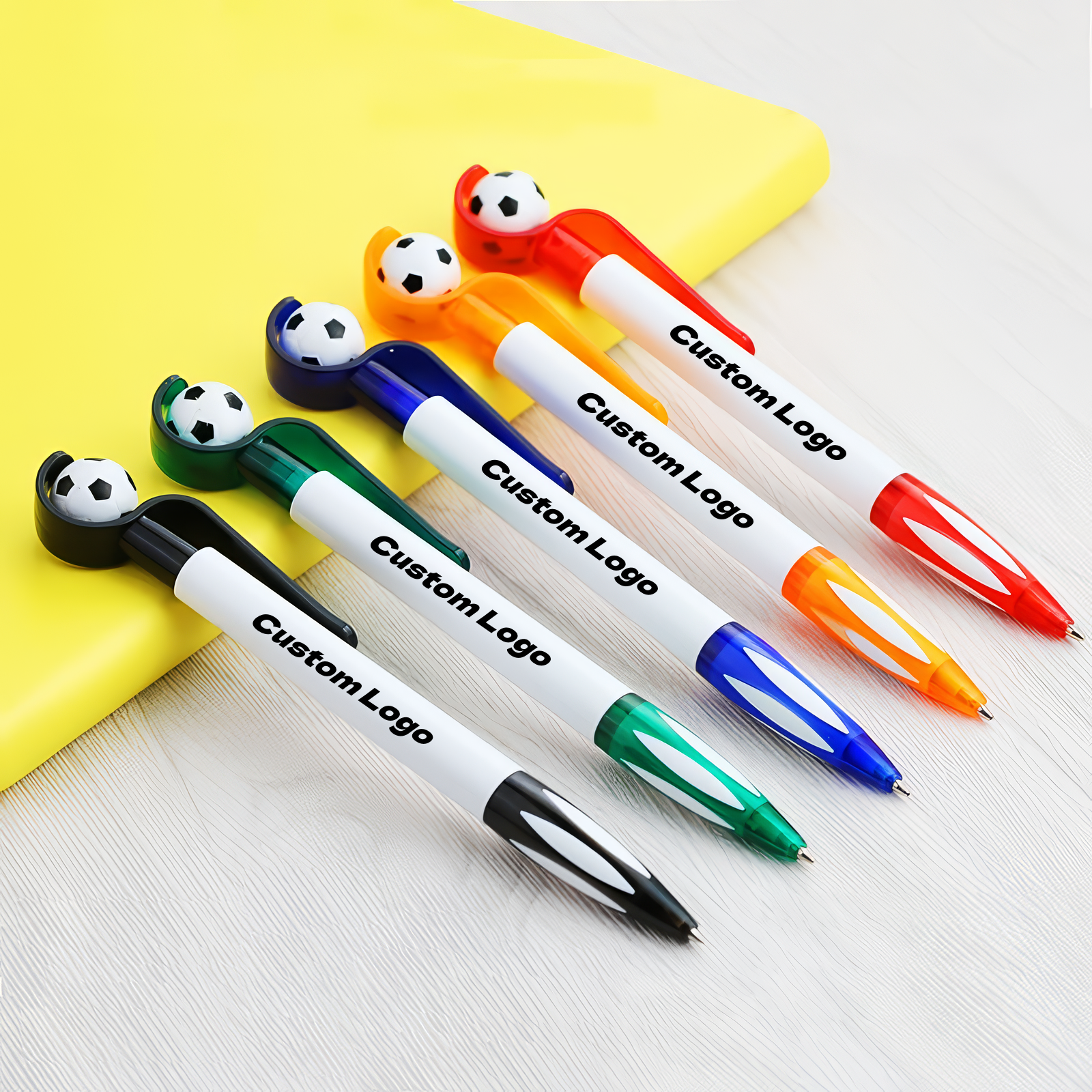 New Design Soccer Shape Custom Logo Ballpoint Pen Cute Plastic Novelty Business Black Ink School Parties Office Supplies Gift