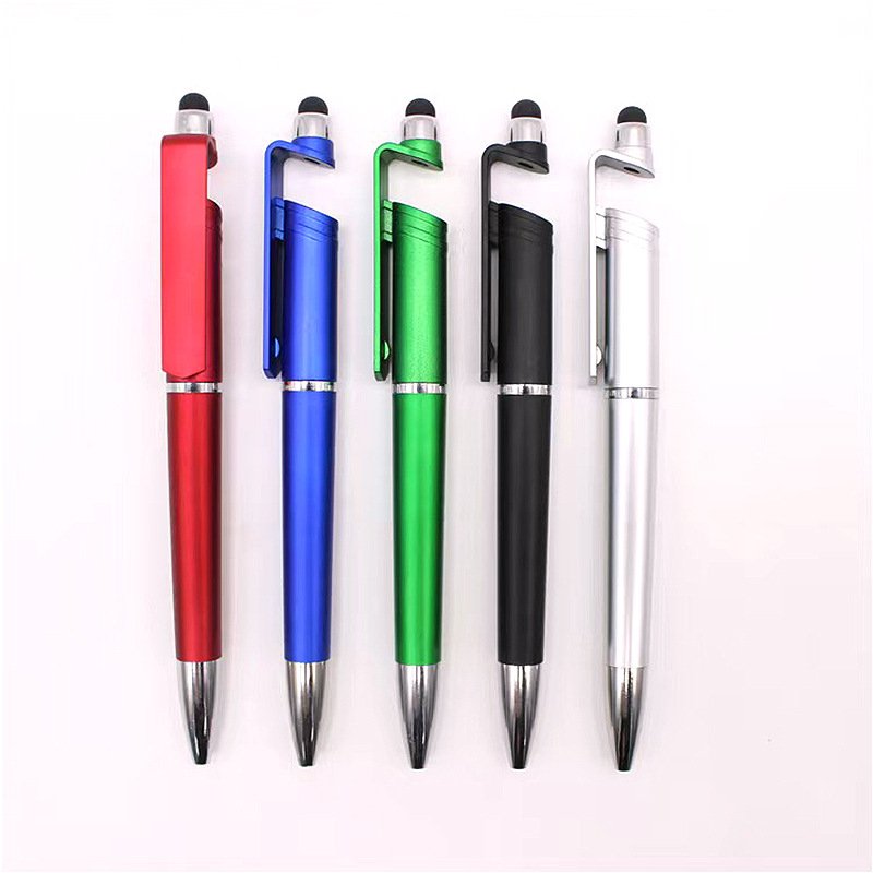Wholesale Custom Logo 3 in1 Multifunction Stylus Ballpoint Pen High Quality Promotional Plastic Stylus Pen with Phone Holder