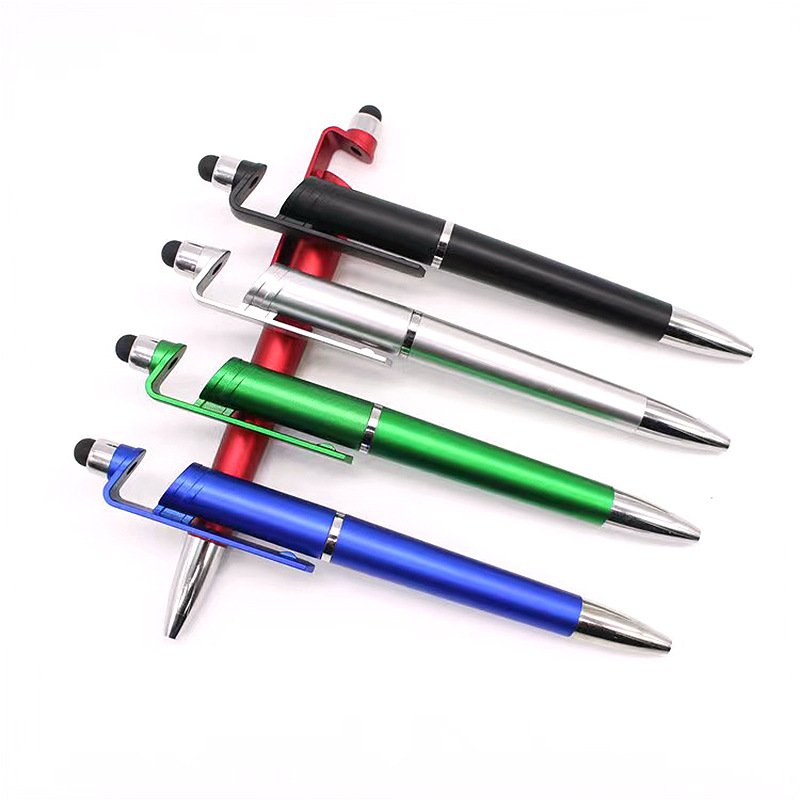 Wholesale Custom Logo 3 in1 Multifunction Stylus Ballpoint Pen High Quality Promotional Plastic Stylus Pen with Phone Holder