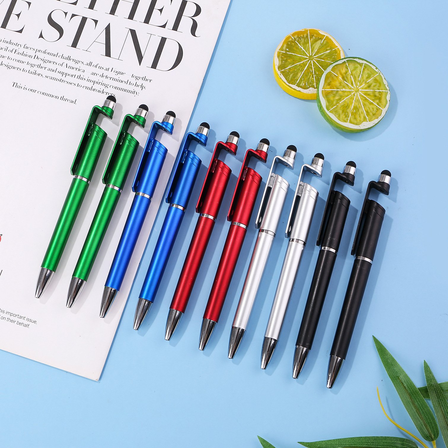 Wholesale Custom Logo 3 in1 Multifunction Stylus Ballpoint Pen High Quality Promotional Plastic Stylus Pen with Phone Holder
