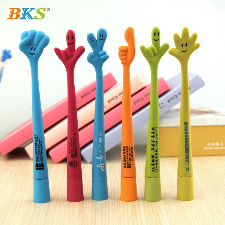 BKS Advertising Stationery Black Plastic Pen Custom Logo Gift Pen cartoon Rubber Ballpoint Pen
